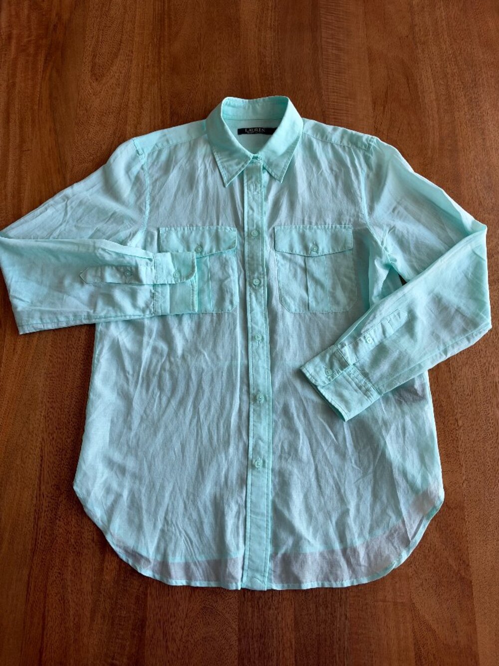 LAUREN Ralph Lauren Women's Cotton-Silk Button-Down Shirt | Sz Small